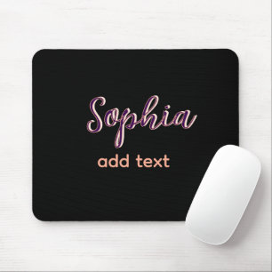 purple add name girl boss text black elegant mouse pad