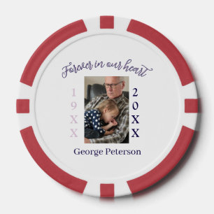 purple Add your photo text memorial keepsake Poker Chips