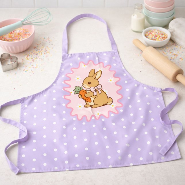 Purple Adorable Bunny Carrot & Daisy  Apron (Creator Uploaded)
