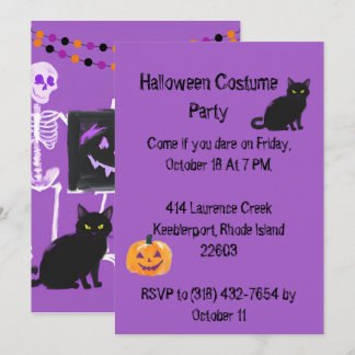 Purple Adult Halloween Party Invitation