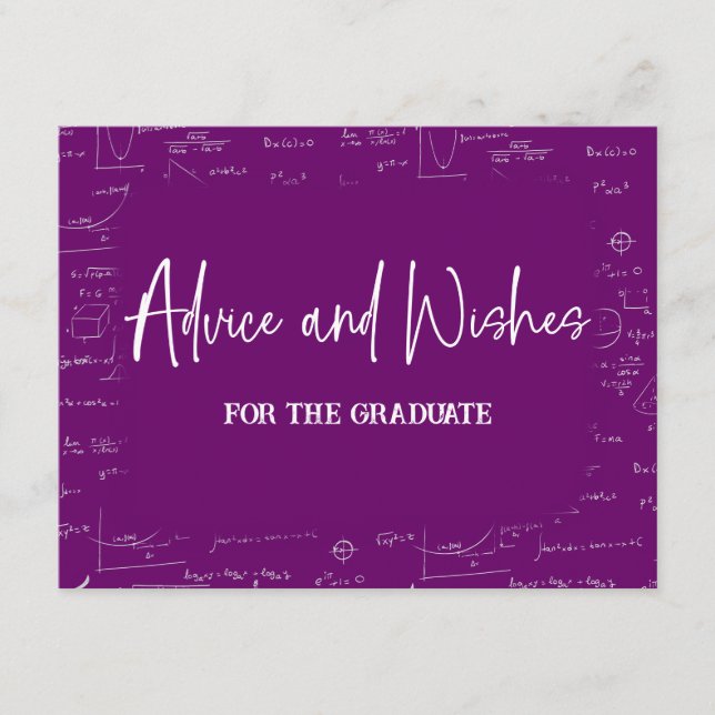 Purple Advice and Wishes for the Graduate  Enclosure Card (Front)