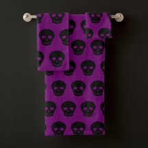 Purple Aesthetic Goth Black Skull Pattern