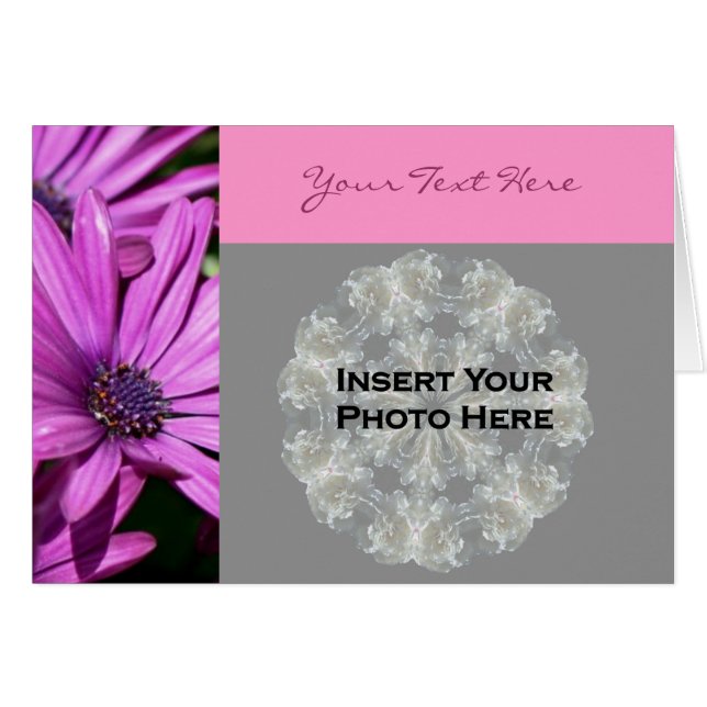 Purple African Daisies Floral Photo Card (Front Horizontal)