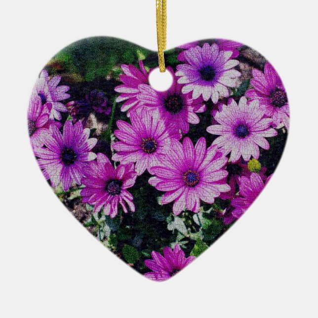 Purple African Daisies Flower Art Ornament (Front)