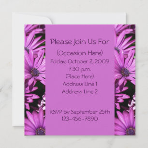 Purple African Daisies Square Floral Invitation
