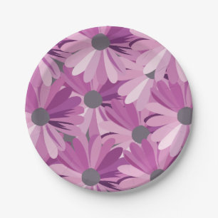 Purple African Daisy Floral Paper Plate