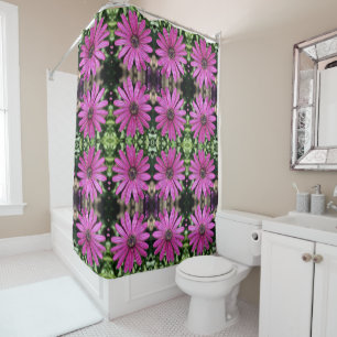 Purple African Daisy Flower Pattern   Shower Curtain