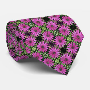 Purple African Daisy Flower Small Pattern     Tie