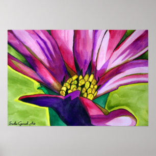 Purple African daisy flower watercolor art Poster