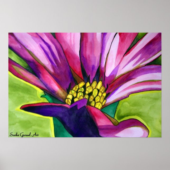 Purple African daisy flower watercolor art Poster (Front)