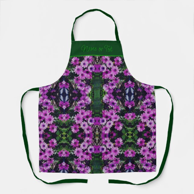 Purple African Daisy Flowers Abstract Personalised Apron (Front)