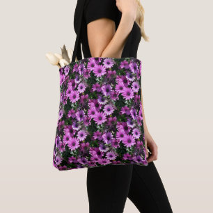 Purple African Daisy Flowers Floral Pattern Tote Bag