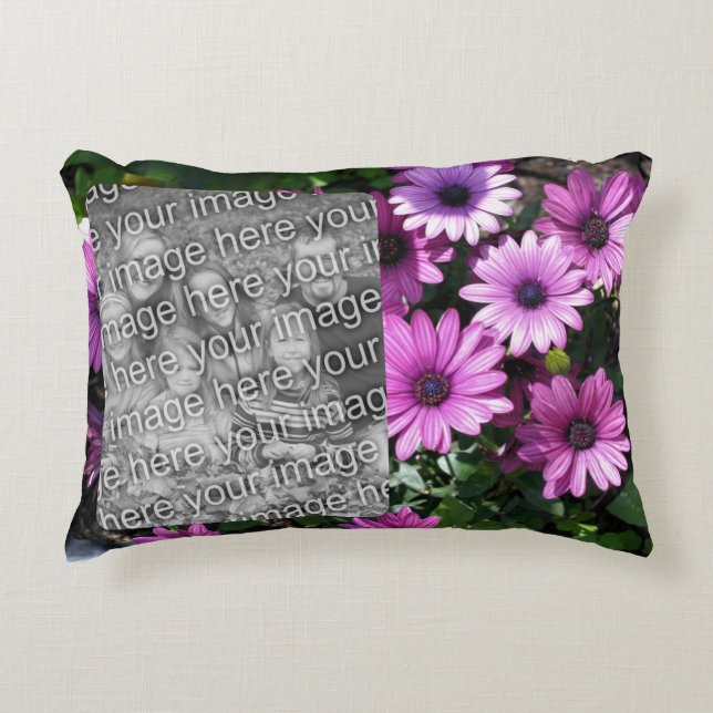 Purple African Daisy Flowers Frame Add Your Photo Decorative Cushion (Front)