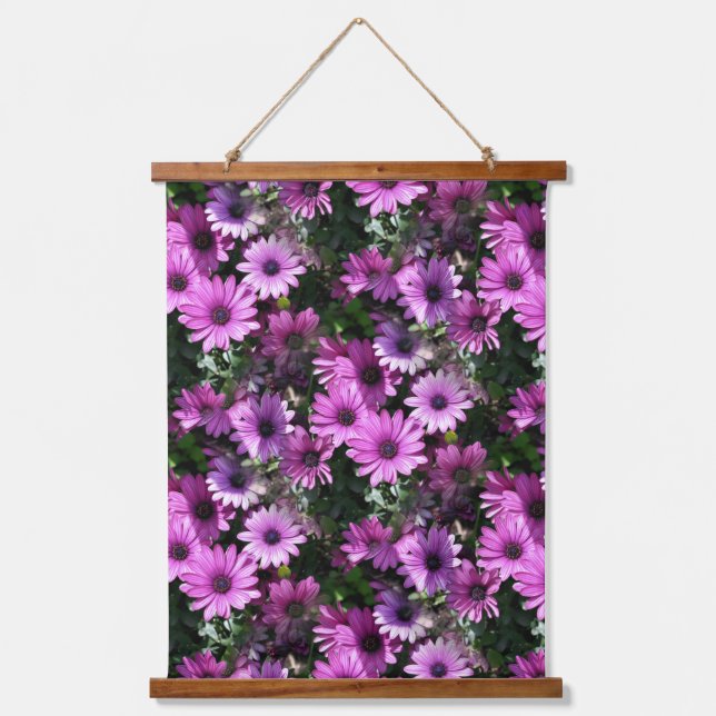 Purple African Daisy Flowers Nature Pattern      Hanging Tapestry (Front)