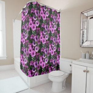Purple African Daisy Flowers Nature Pattern Shower Curtain