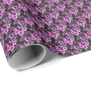 Purple African Daisy Flowers Nature Pattern   Wrapping Paper