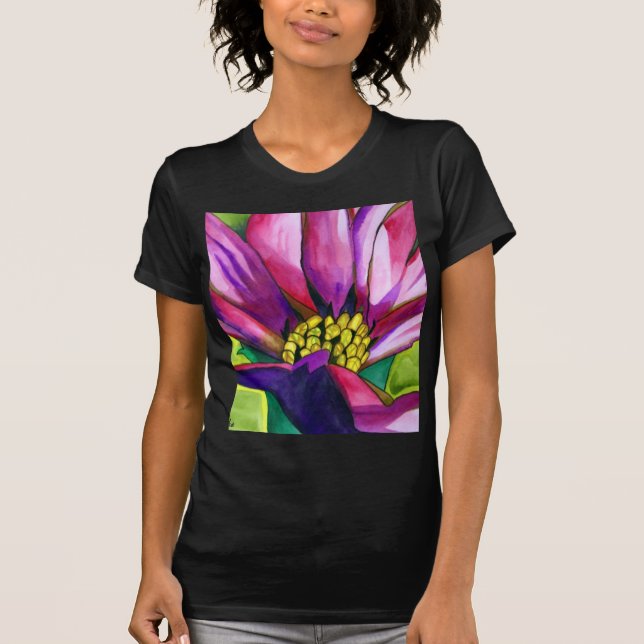 Purple African Daisy watercolor art flower T-Shirt (Front)