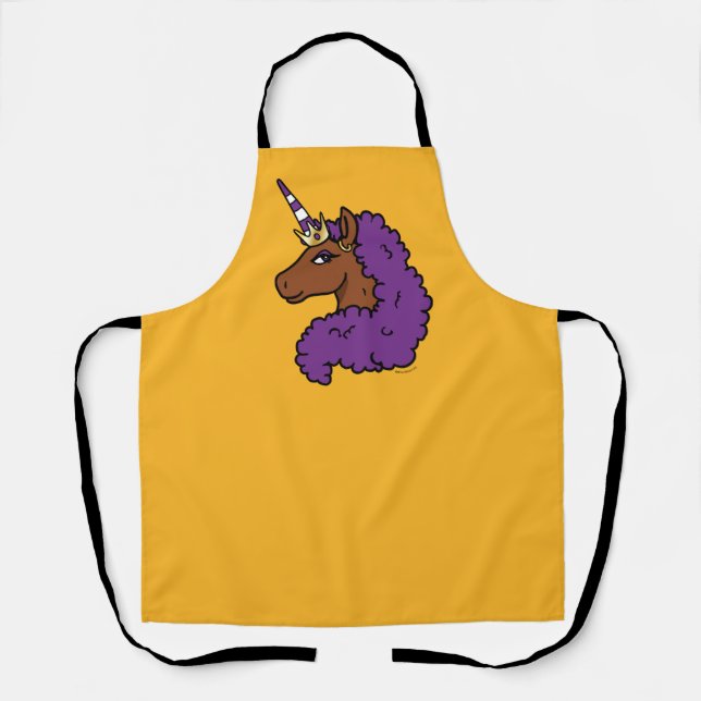 Purple Afro Unicorn Apron (Front)