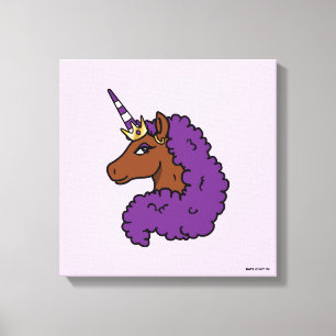Purple Afro Unicorn Canvas Print