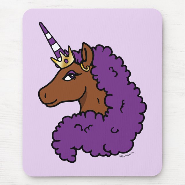Purple Afro Unicorn Mouse Pad (Front)