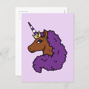 Purple Afro Unicorn Postcard