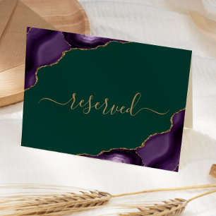 Purple Agate Emerald Green Reserved Wedding Place Card