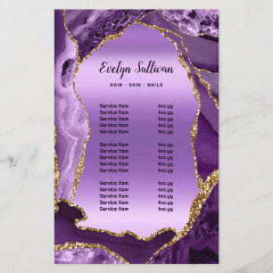 Purple agate faux foil price list flyer