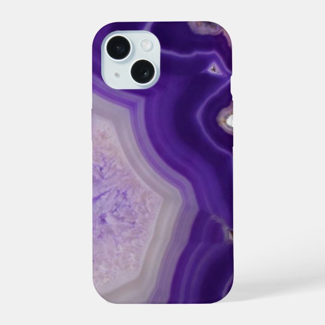 Purple Agate Geode Custom iPhone 15 Case (Back)