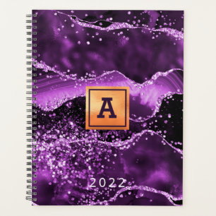Purple agate glitter pink marble name gold 2026 planner