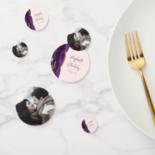 Purple Agate Gold Glitter Photo Blush Wedding Confetti