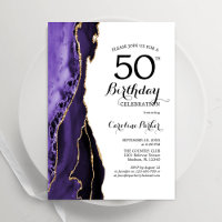 Purple Agate Gold White 50th Birthday