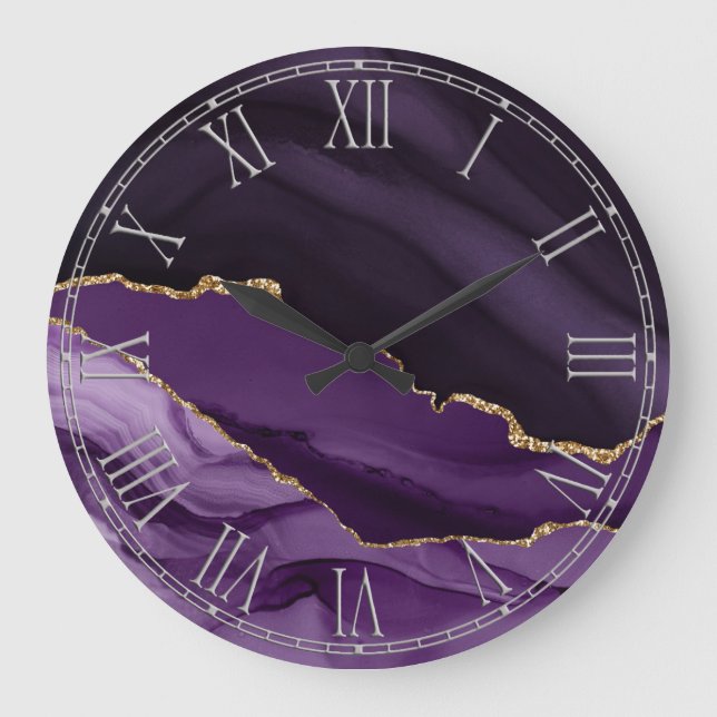 Purple Agate Home Decor Large Clock (Front)