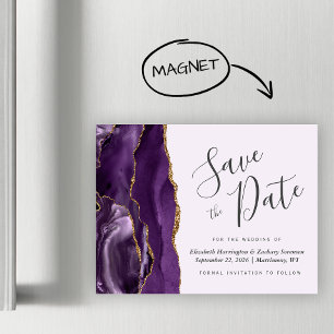 Purple Agate Lilac Wedding Magnetic Save the Date