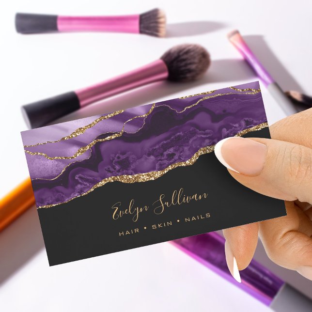 purple agate on black business card (Creator Uploaded)