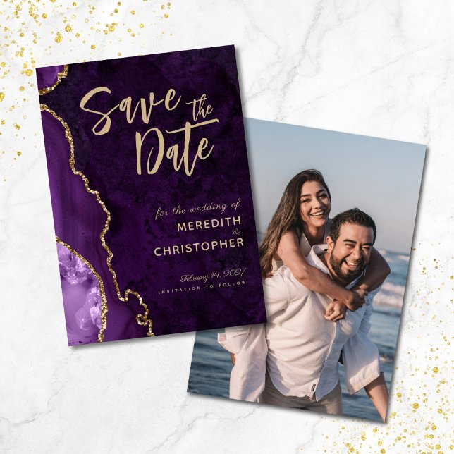Purple Agate Photo Wedding Save the Date (Creator Uploaded)