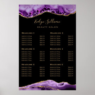 Purple Agate Price List Poster