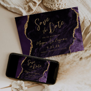 Purple Agate Script Wedding Save the Date