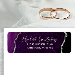Purple Agate Silver Wedding Return Address Label