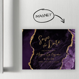 Purple Agate Wedding Save the Date Magnetic Invitation