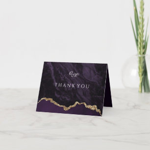 Purple Agate Wedding Script Monogram Thank You Card