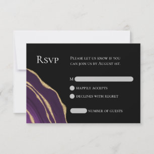 Purple agate with gold RSVP card