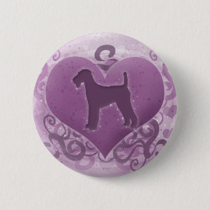 Purple Airedale Terrier Valentine 6 Cm Round Badge