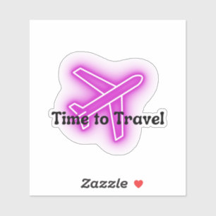 Purple Airplane Time to Travel Vinyl Sticker 