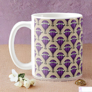 Purple Airships on Tan Steampunk Design Coffee Mug