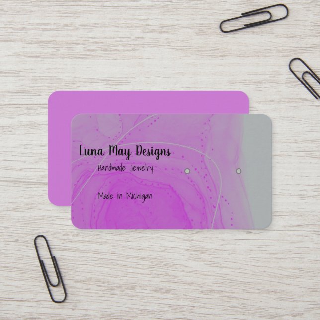 Purple Alcohol Ink Jewellery Business Card (Front/Back In Situ)