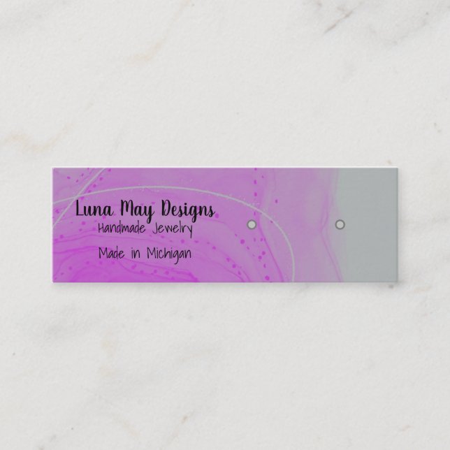 Purple Alcohol Ink Jewellery Display Business Card (Front)