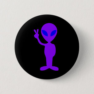 Purple Alien 6 Cm Round Badge