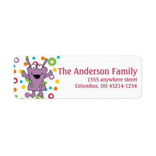 Purple Alien Return Address Labels d1