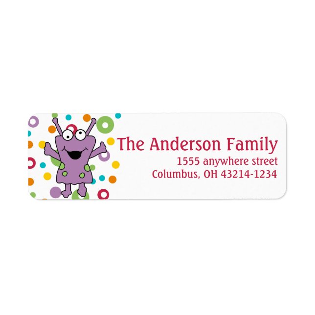 Purple Alien Return Address Labels d1 (Front)