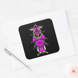 Purple alien squirrel wearing flashing slippers square sticker